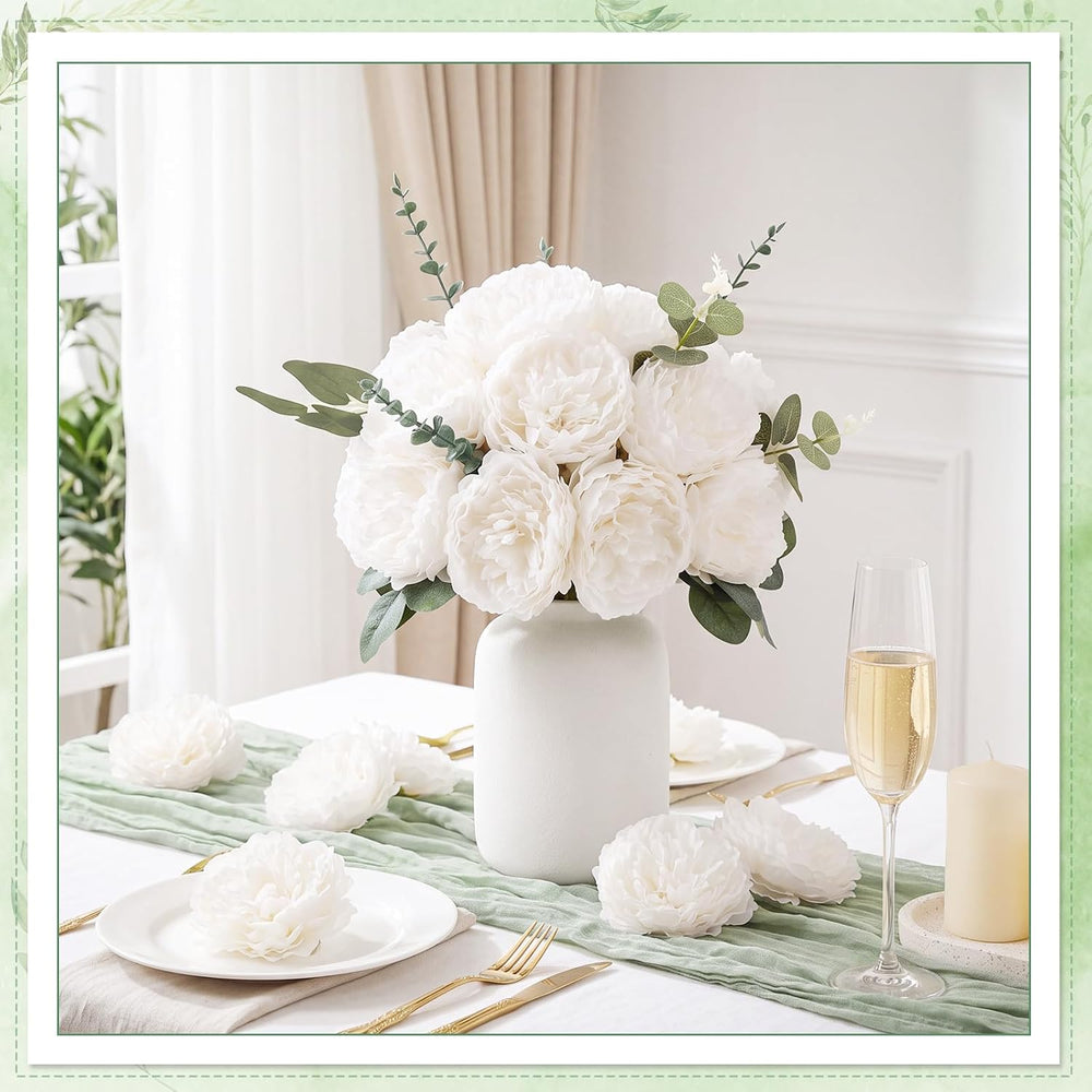 50 Pcs Peony Artificial Flowers Bulk, White