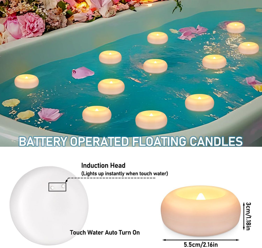 100 2-inch Floating Candles, Water Activated Flameless Tea Light