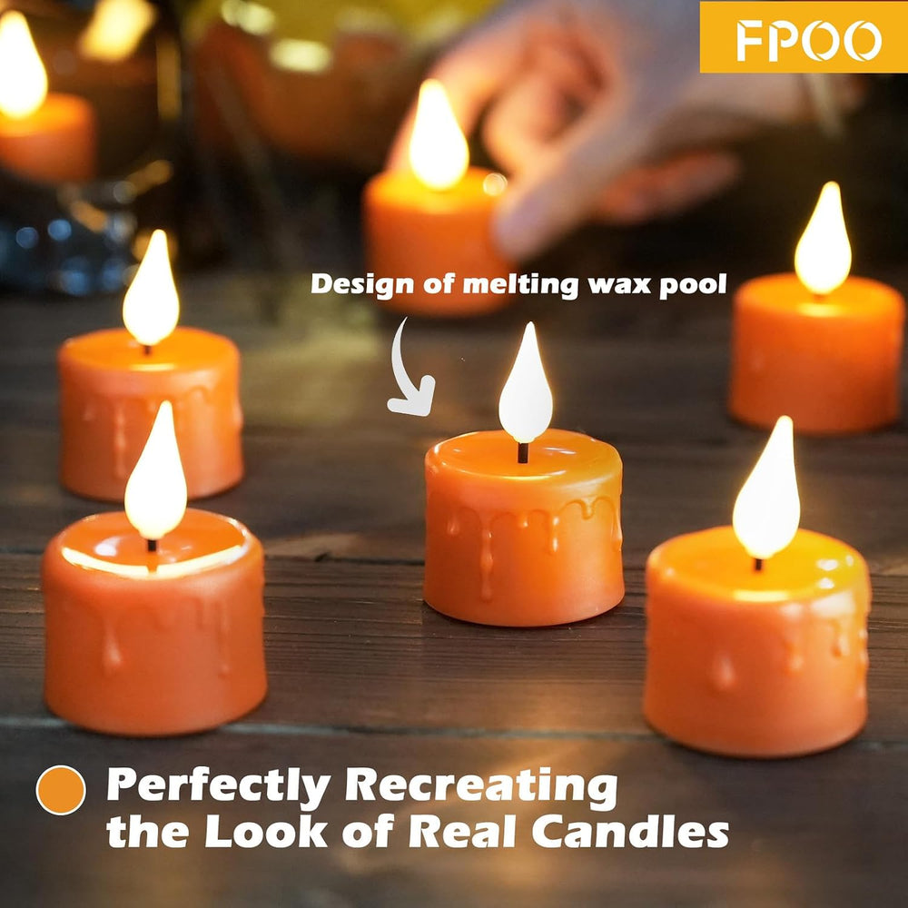 Halloween Candles Flameless Fake tealight Candle,12 Packs LED Tea Lights Rech...