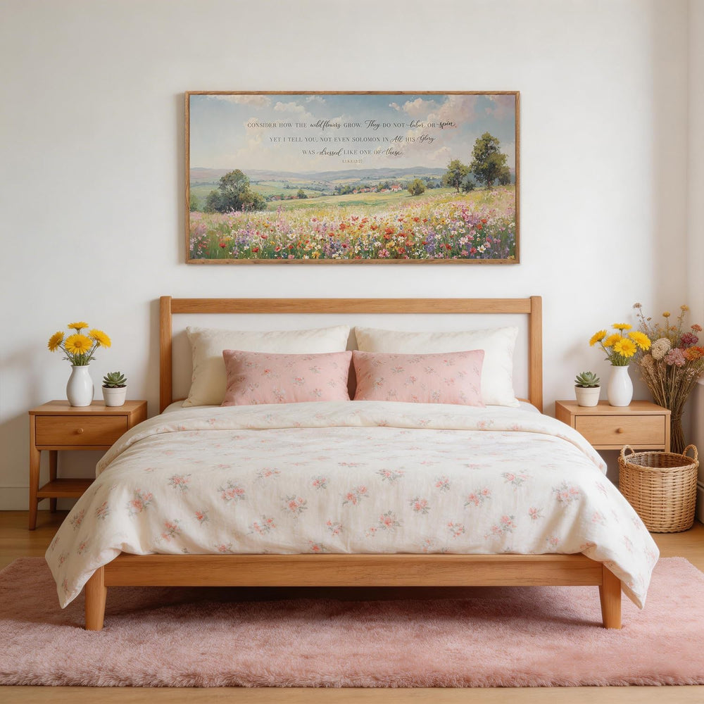 CHDITB Luke 12:27 Consider How The Wildflowers Grow Wall Art 40x20 Inch
