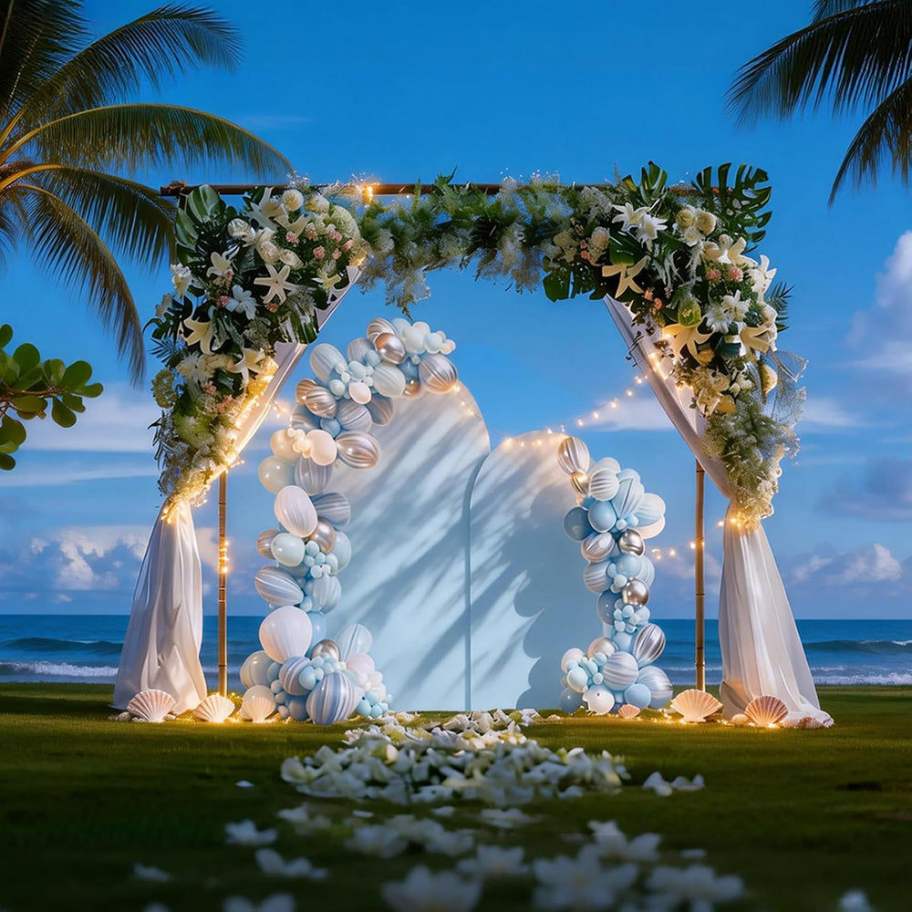 Wedding Arch Backdrop Stand Set of 2 With Blue Cover (7.2FT+6FT)