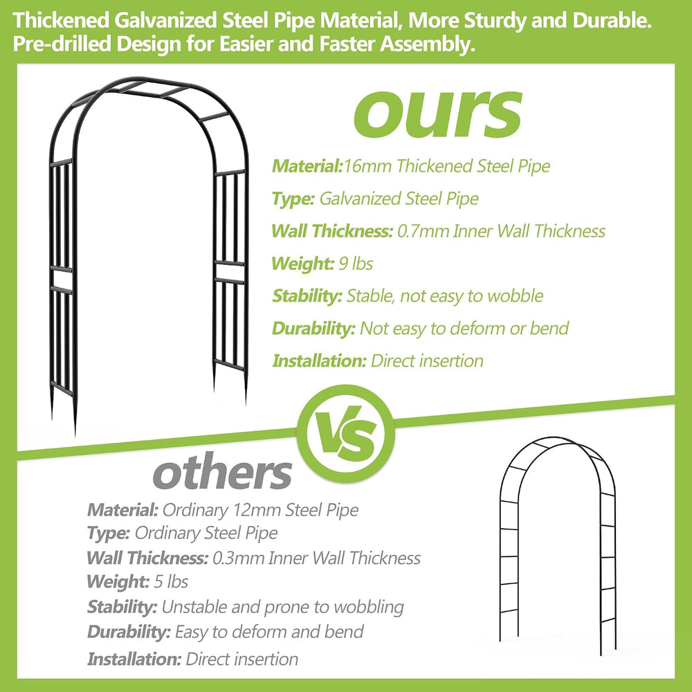 Heavy Duty Garden Arch Arbor Trellis 94.5"H*63"L(16MM Pipe)