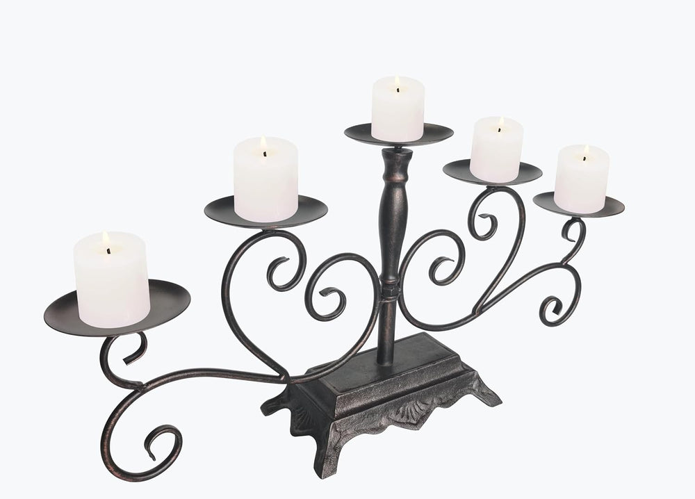 Fireplace Candle Holder 5 Candelabra for Pillar Candles Black Candle Stand - ...