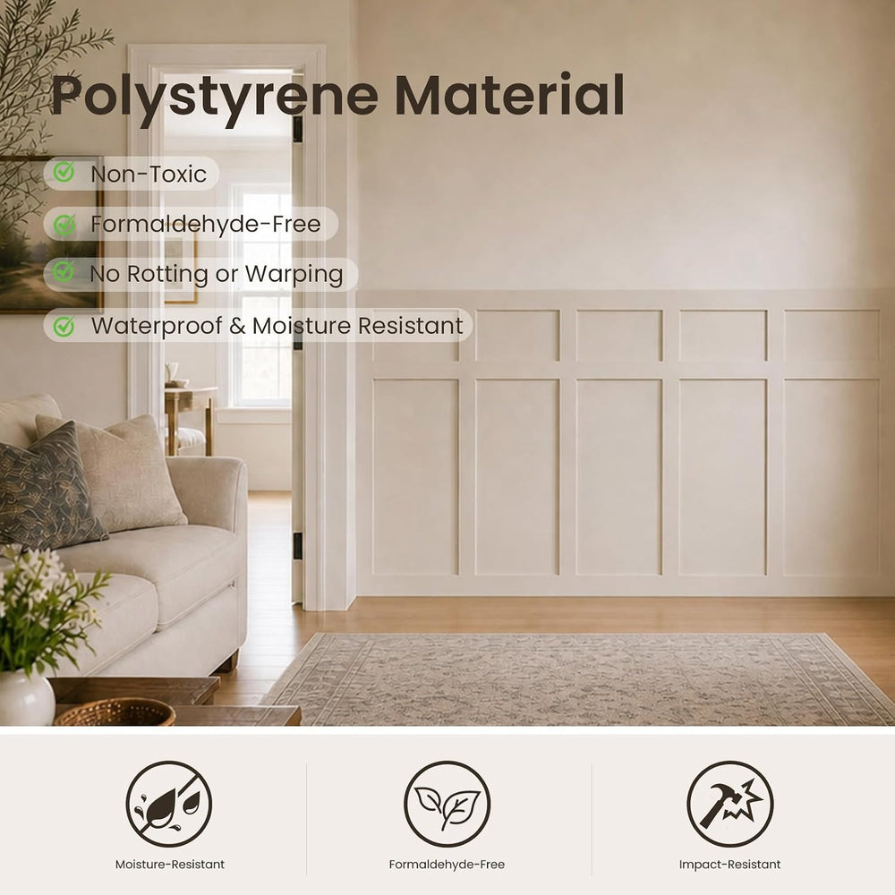 Board and Batten Wall Panel Kit, Paintable Wainscoting Panels
