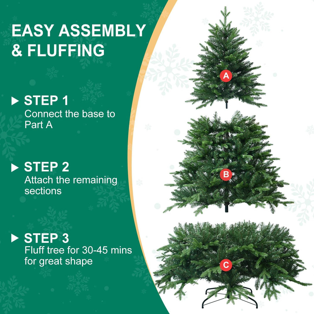 7FT Unlit Artificial Christmas Tree, 2272 PE/PVC Tips, Living Room