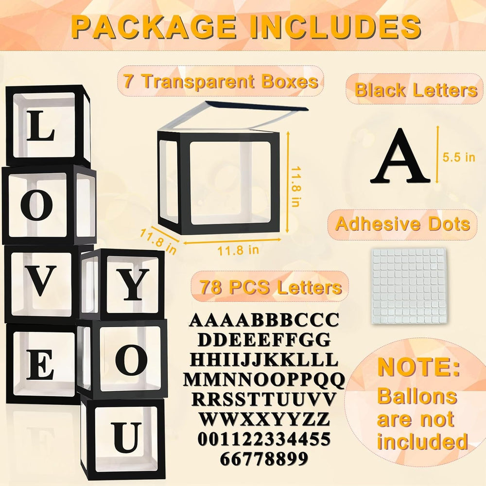 Ledido Transparent Balloon Boxes with 78 Letters Numbers for Custom Name