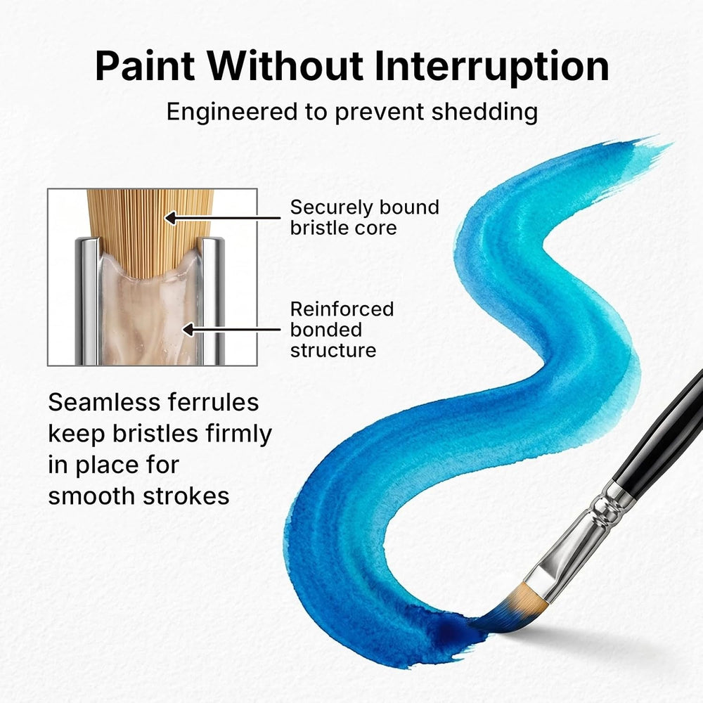 Nicpro 30pcs Paint Brush Set for Acrylic Painting, Oil, Watercolor, Gouache