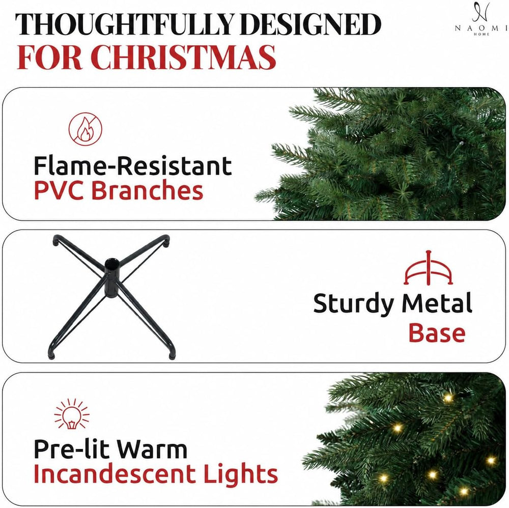 Naomi Home 7.5ft Artificial Prelit Rustic Christmas Tree