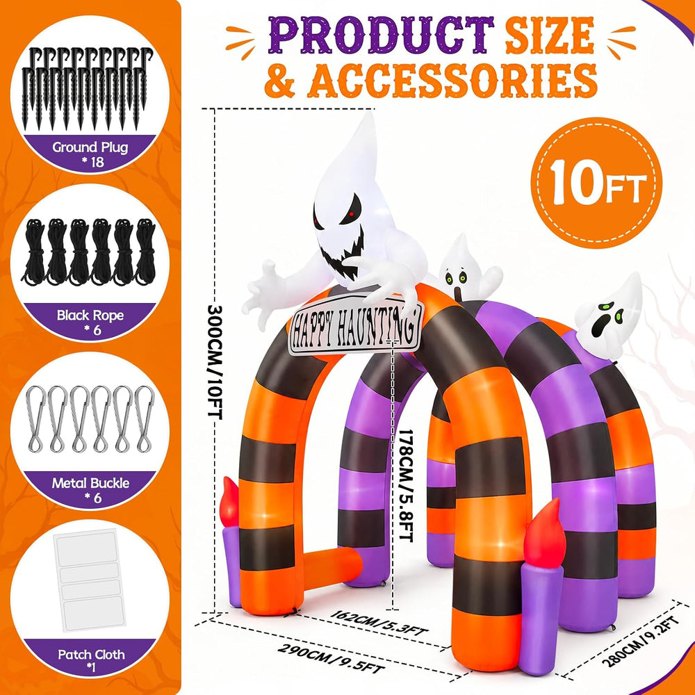 Kalolary 10FT Halloween Inflatable Arch Ghost Inflatable Tunnel with Candle