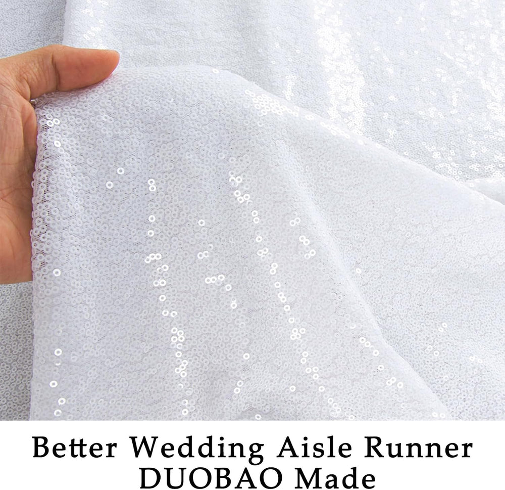 DUOBAO White Aisle Runner for Wedding 4ftx15ft Indoor Outdoor Carpet Sparklin...