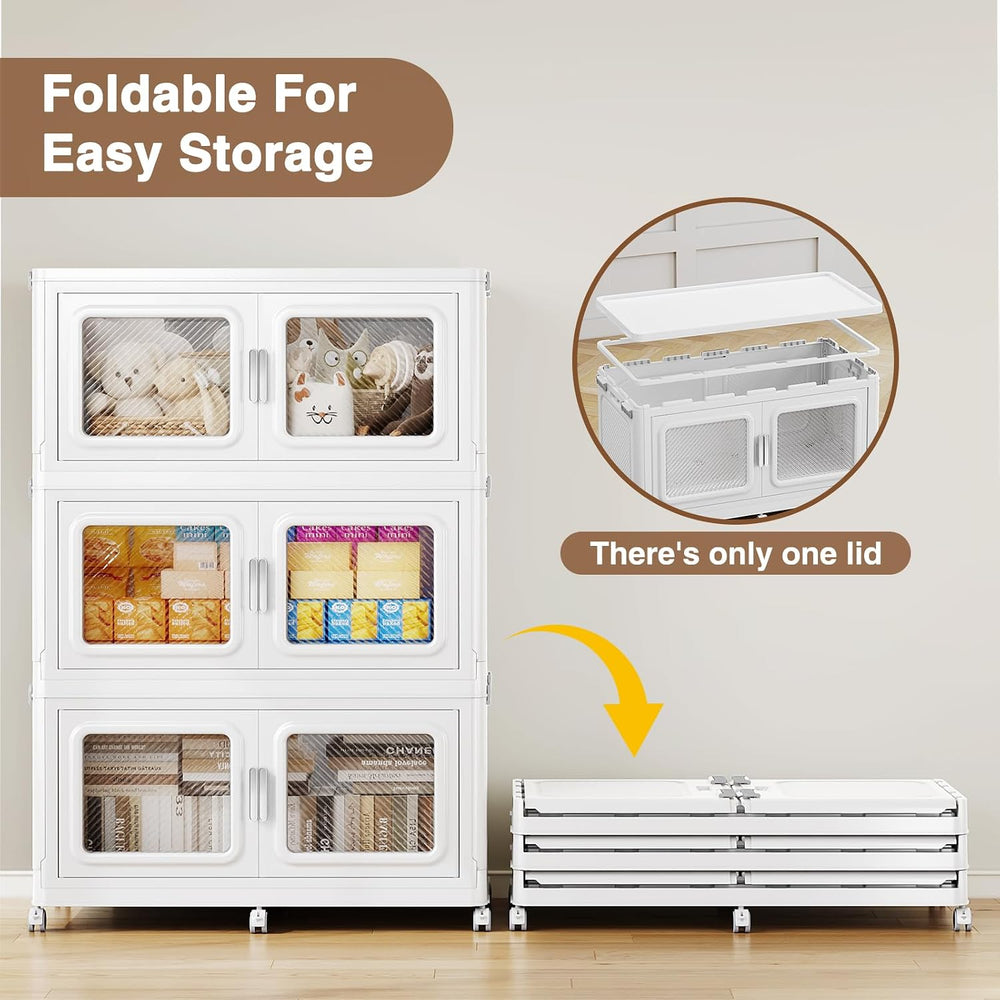 BROVIEW 1200qt Extra Large Stackable Storage Bins with Lids White 4 Pack