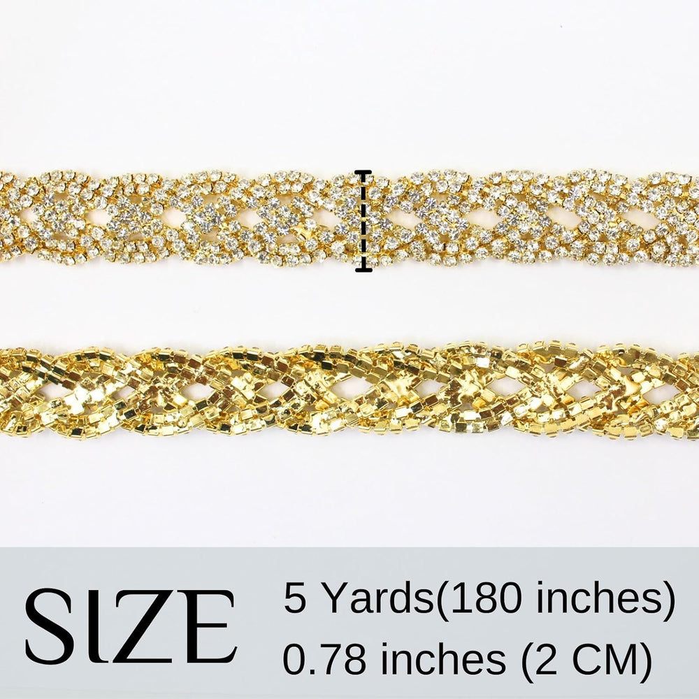 PEARLY JUN 5 Yards Rhinestone Trim Chain Gold Rhinestone Stringing DIY Jewelr...