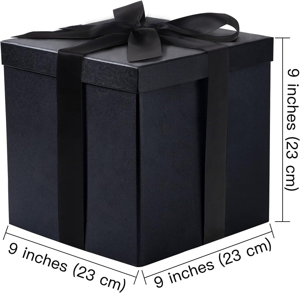RUSPEPA Black Medium Gift Box with Lids, Ribbon and Tissue Paper, Collapsible...