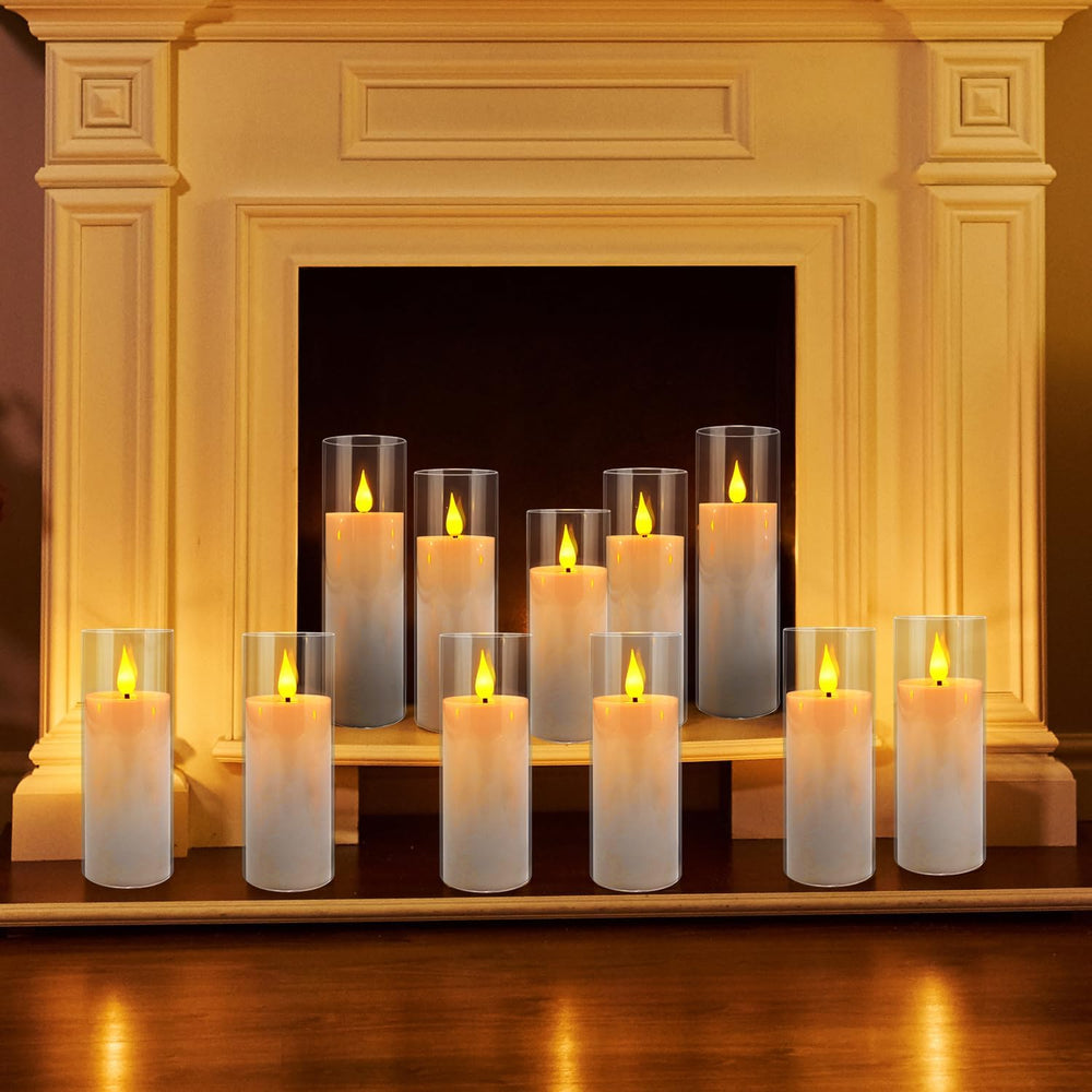 24 Pcs Acrylic LED Flameless Candles with 4 Remote,White,Flickering, Clear, S...