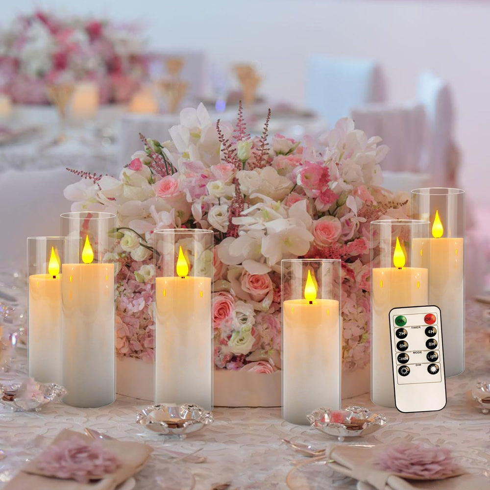 24 Pcs Acrylic LED Flameless Candles with 4 Remote,White,Flickering, Clear, S...