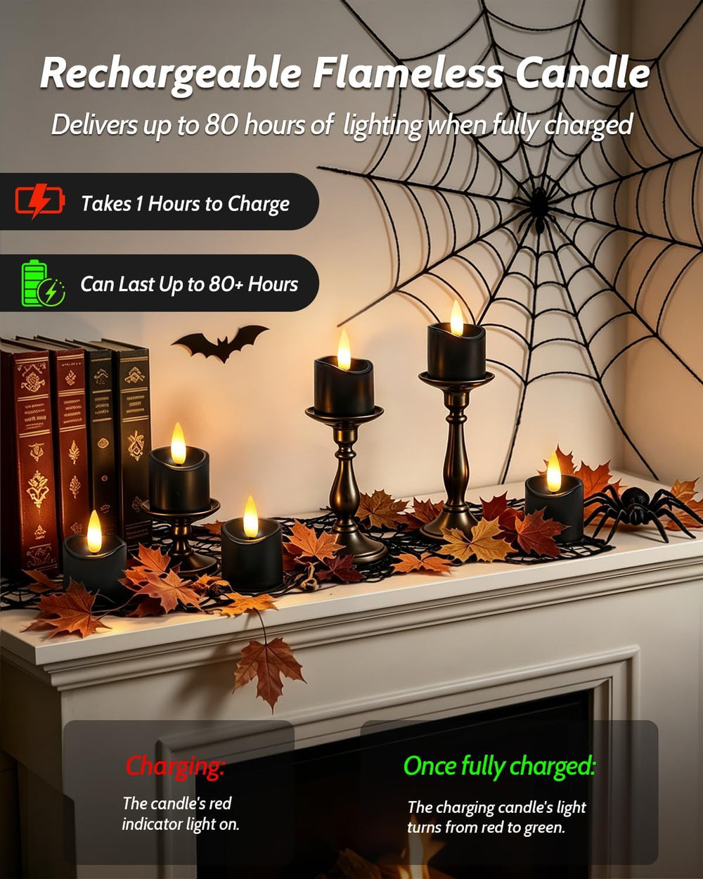 12 Pack Small Rechargeable Flameless Candles with Remote Timer