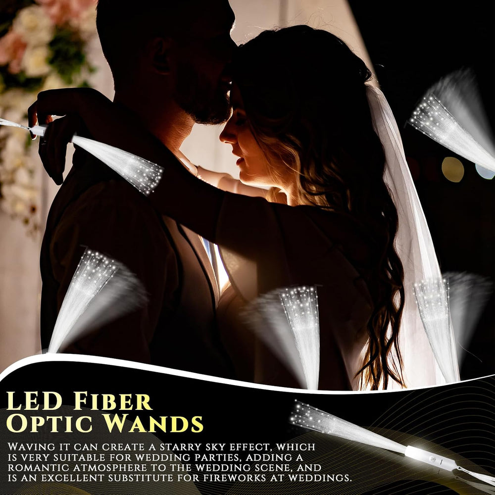 200 Pcs White Fiber Optic Wands Bulk, 10 Inch LED Glow
