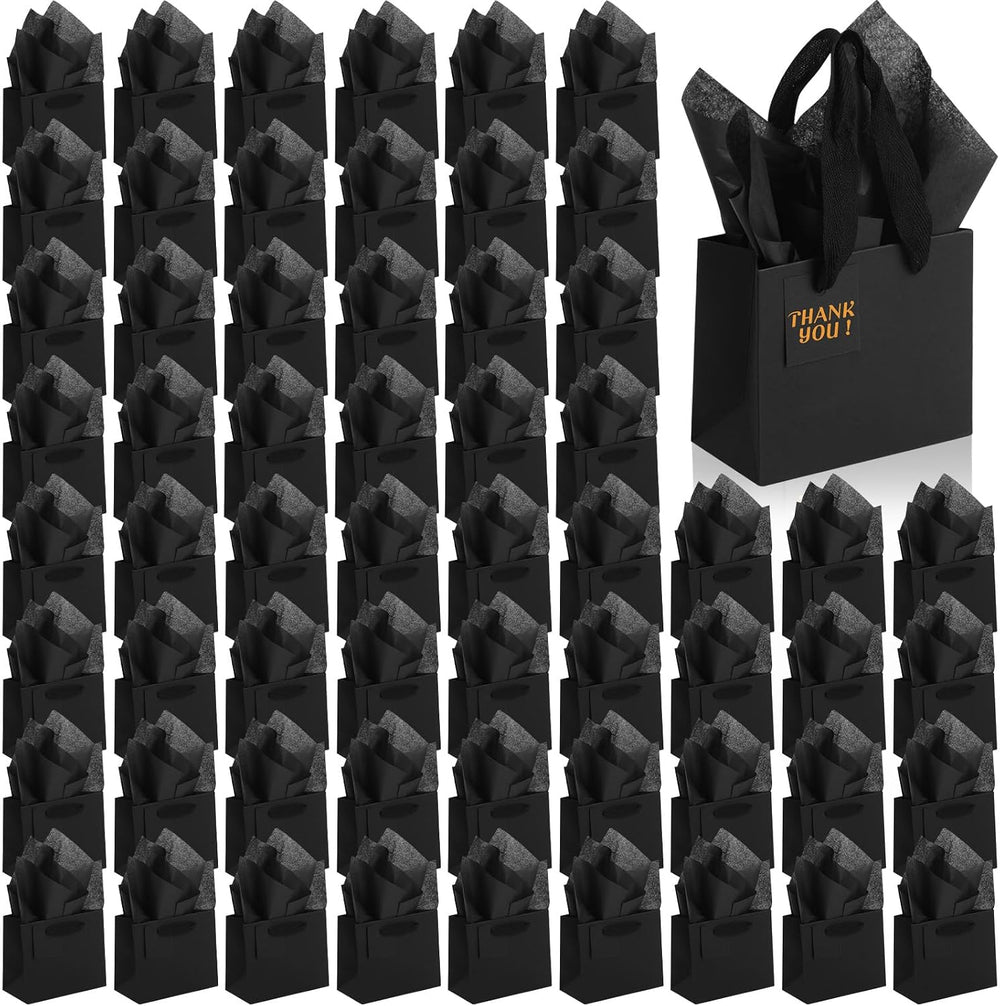 Qilery 50 Pcs Halloween Black Small Paper Gift Bag