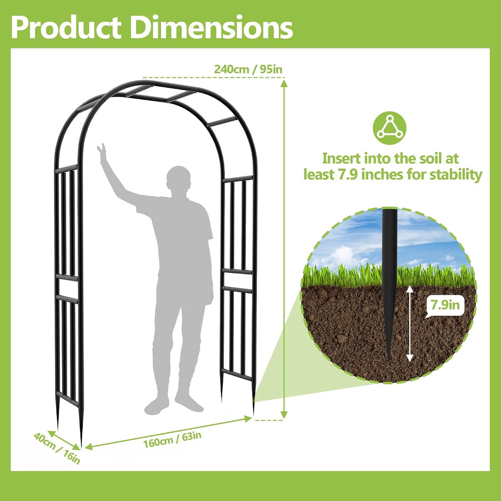 Heavy Duty Garden Arch Arbor Trellis 94.5"H*63"L(16MM Pipe)