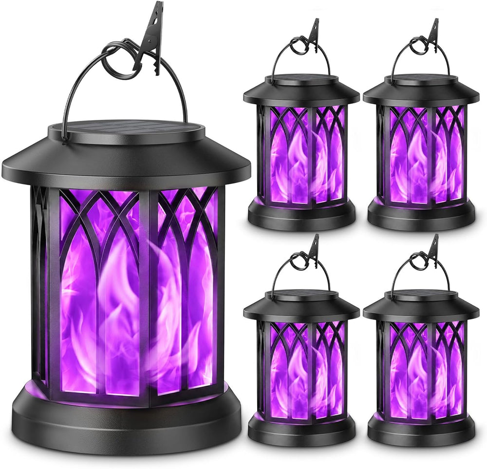 KOOPER 4 Pack Solar Lantern Outdoor Lights, Upgraded Flickering Flame Solar L...