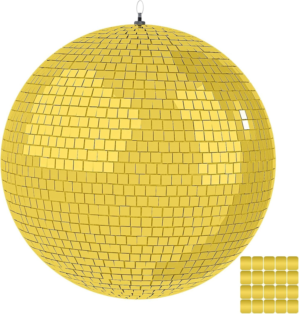 16 Inch Mirror Disco Ball lamp, Gold 16" Disco Ball Halloween Decor