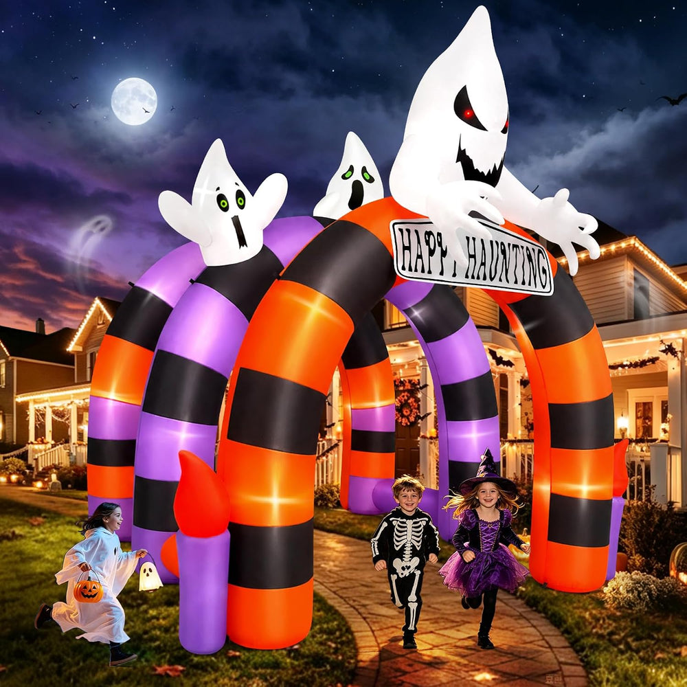 Kalolary 10FT Halloween Inflatable Arch Ghost Inflatable Tunnel with Candle