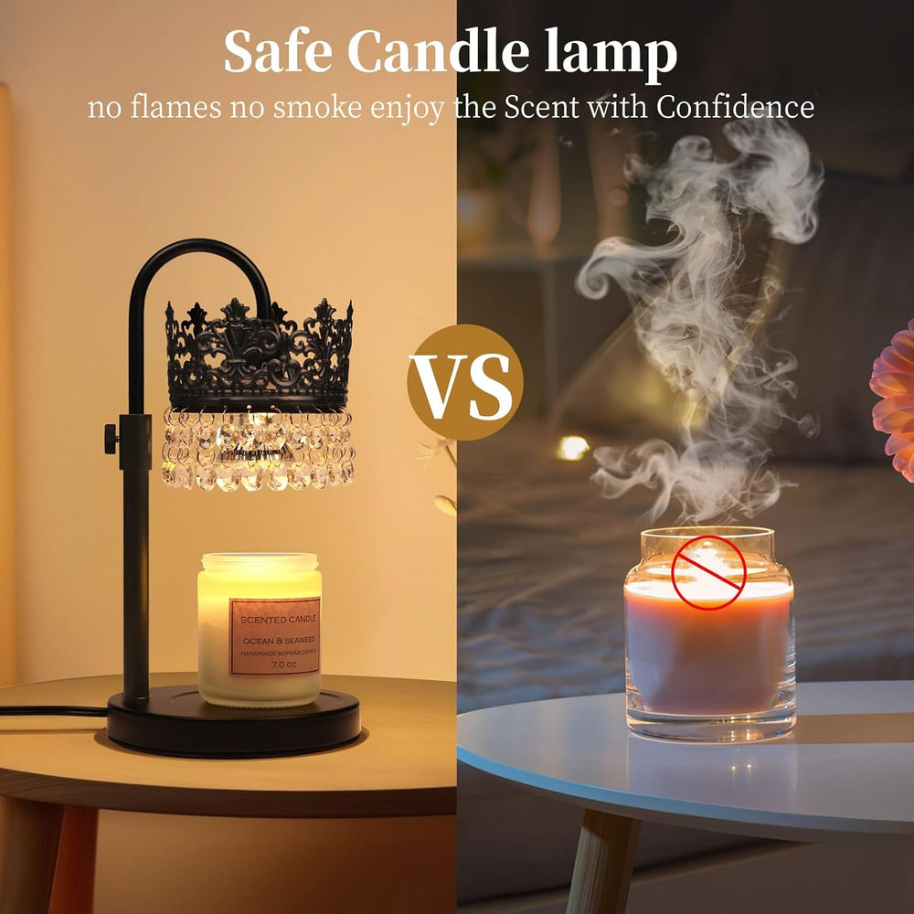 Candle Warmer Lamp with Timer Dimmer Adjustable Height with 2 Bulbs Crystal C...
