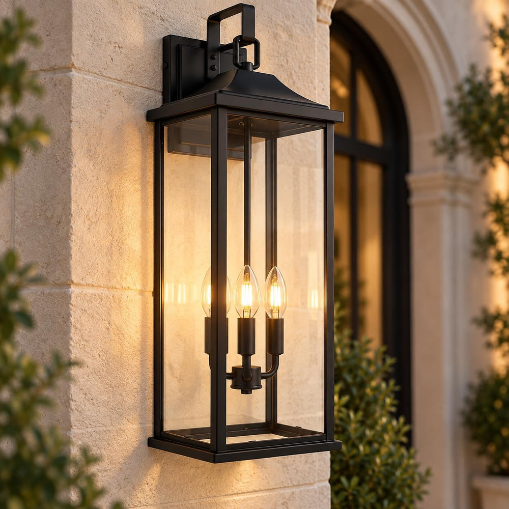 24 Inch 1 Pack Outdoor Wall Sconce, 3-Light Candelabra Exterior Porch Light w...