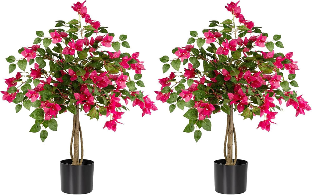 3FT Artificial Bougainvillea Tree with Lush Pink Flowers, Faux Potted Fake Pl...