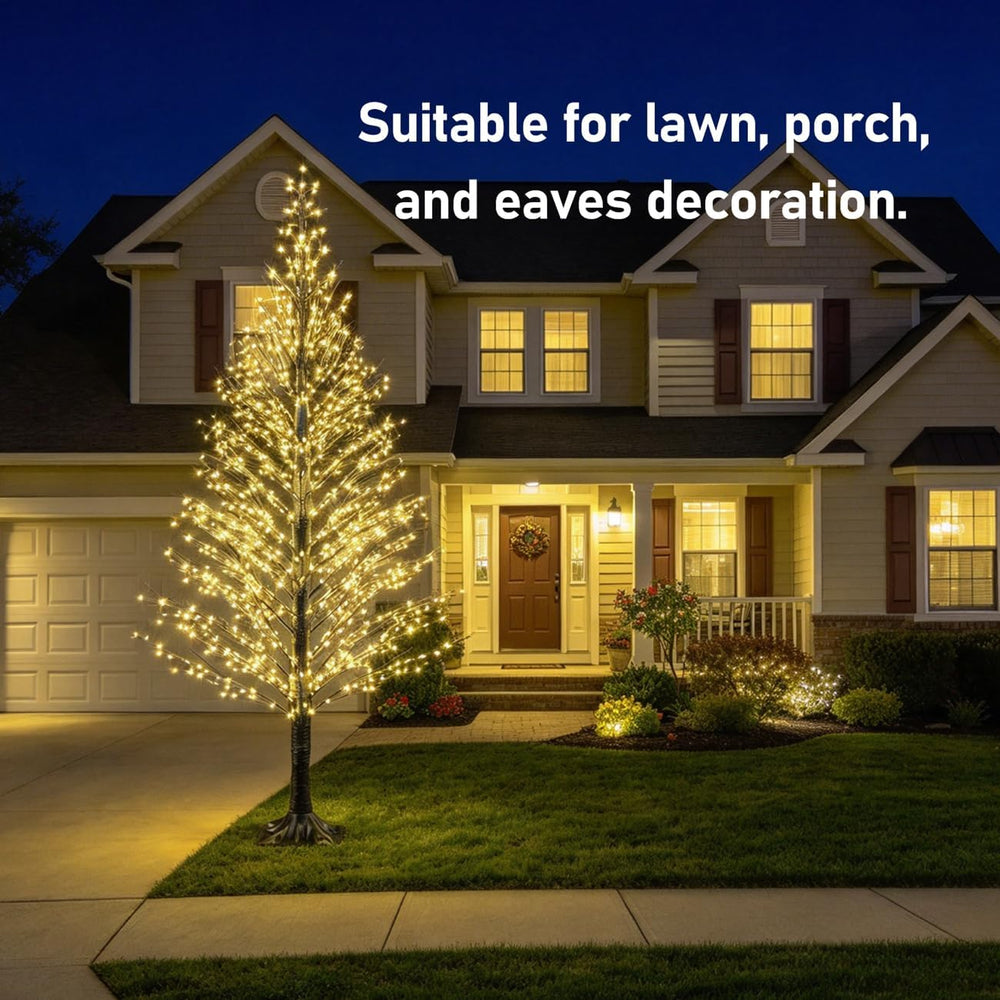 7FT Lighted Black Tree with LED Lights, Prelit Lighted Halloween Tree with Re...