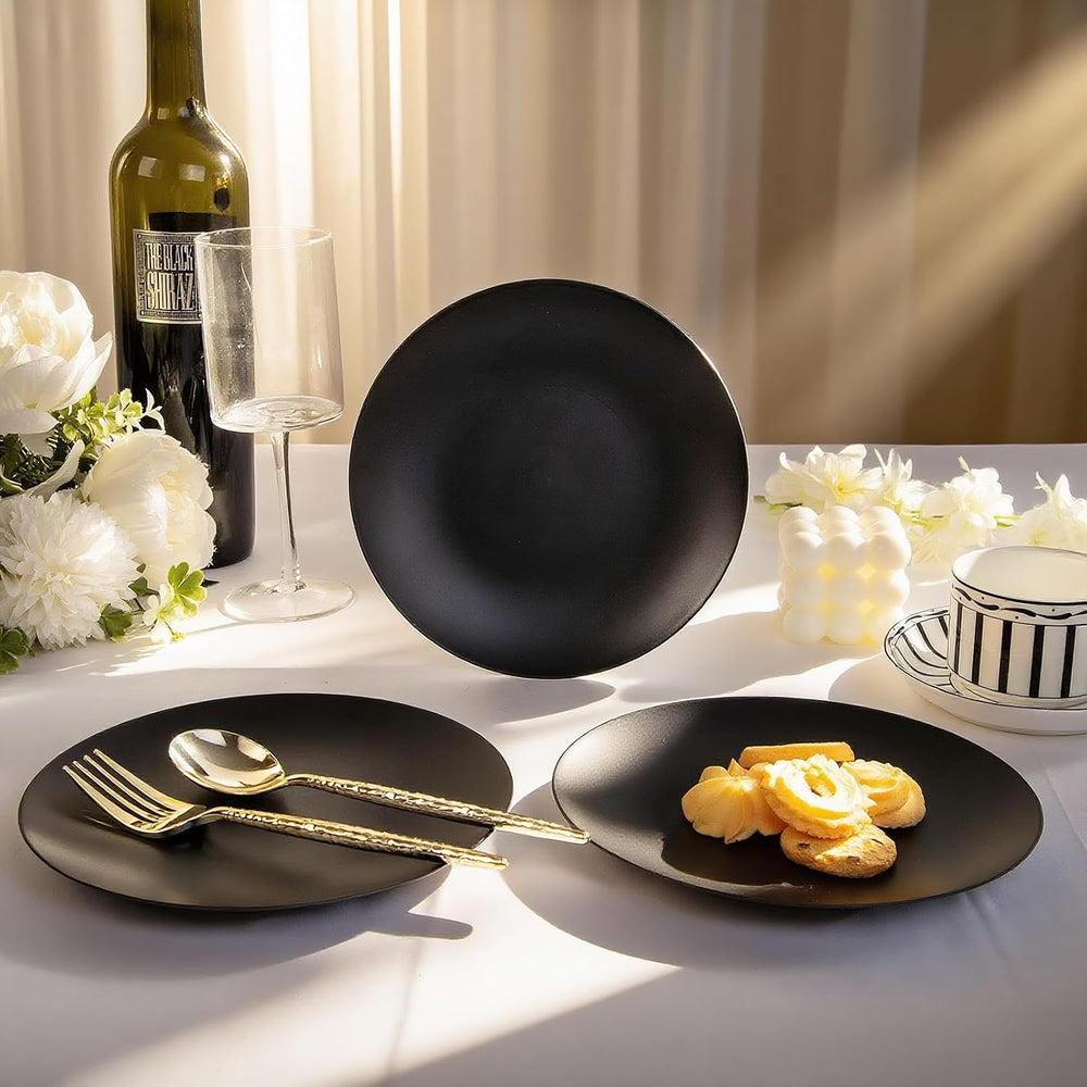 80pcs Heavy-Duty Black Dessert Plates for Party 7.5 Inch