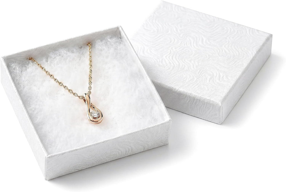 TheDisplayGuys 100 Cardboard Jewelry Gift Boxes with Inserts - White Swirl