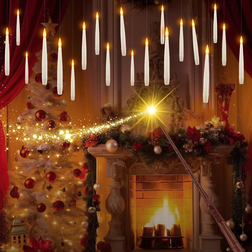 fclayvts 36PCS Floating Candles with Wand Remote,Magic Hanging Taper Candle