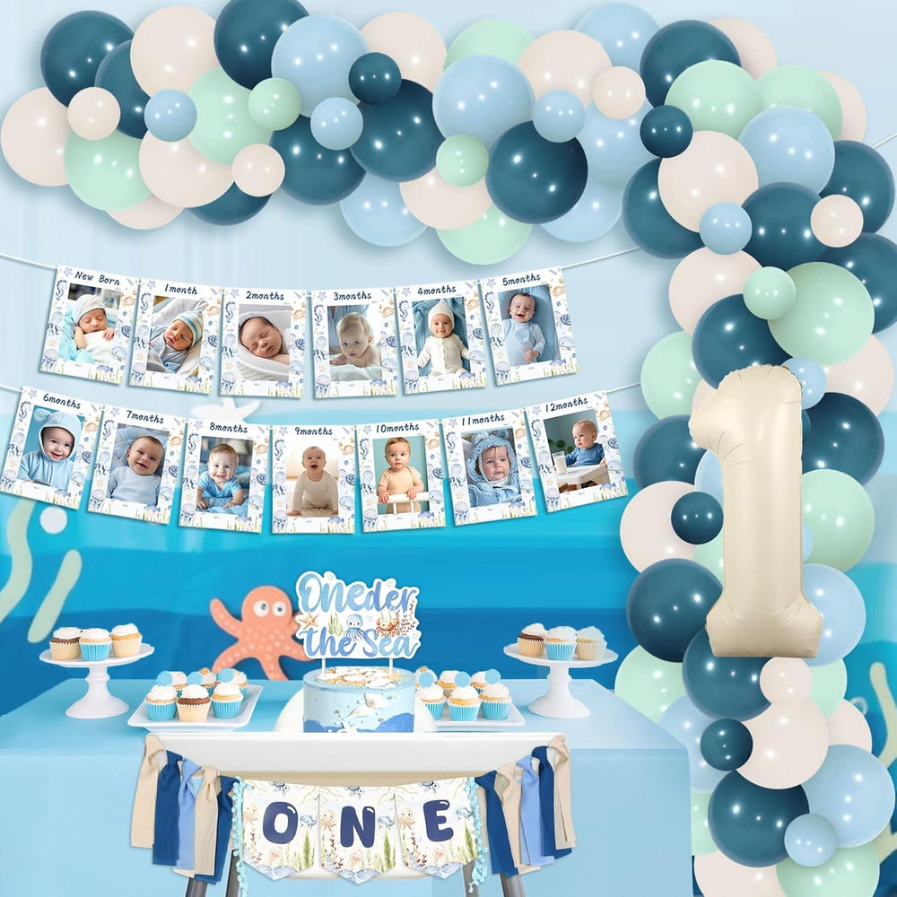 Jollyboom Oneder the Sea Party Decorations Boy, Under the Sea 1st Birthday De...