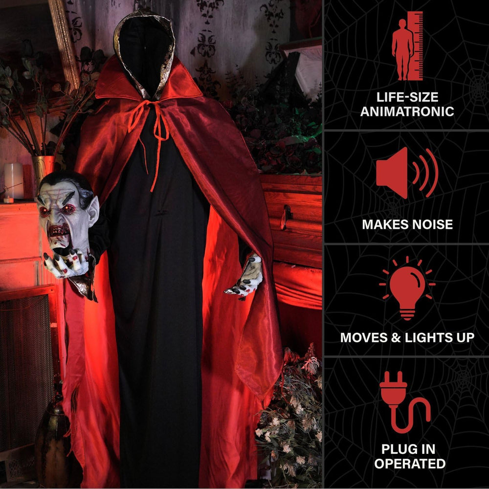 Haunted Hill Farm 5.9-Ft. Decapitated Vampire Holding Head Animatronic