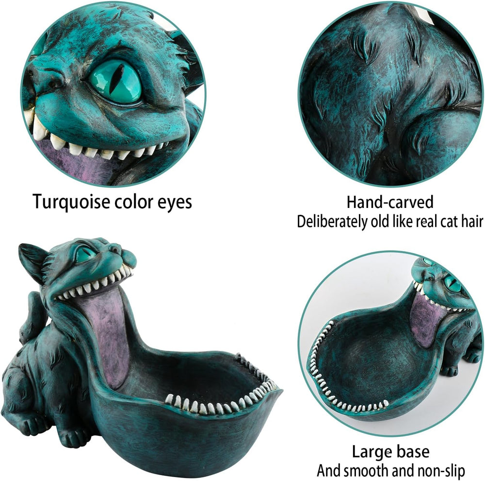 Cat Candy Bowl Cheshire Cat Statue Large Candy Dish for Office Desk Key Bowl ...