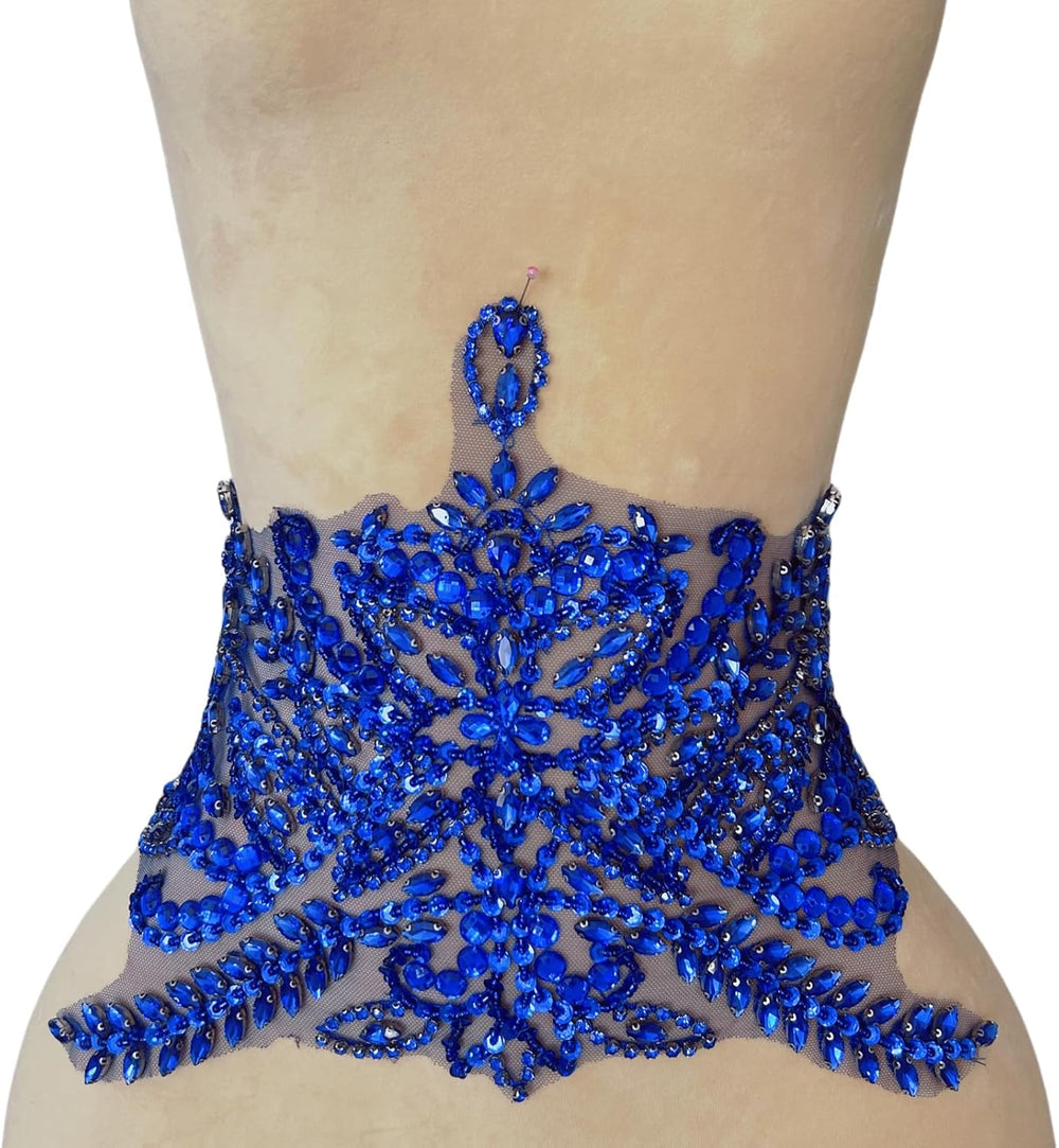Beaded Lace Sewing Patches Appliques with Stones and Crystals Rhinestones sew...