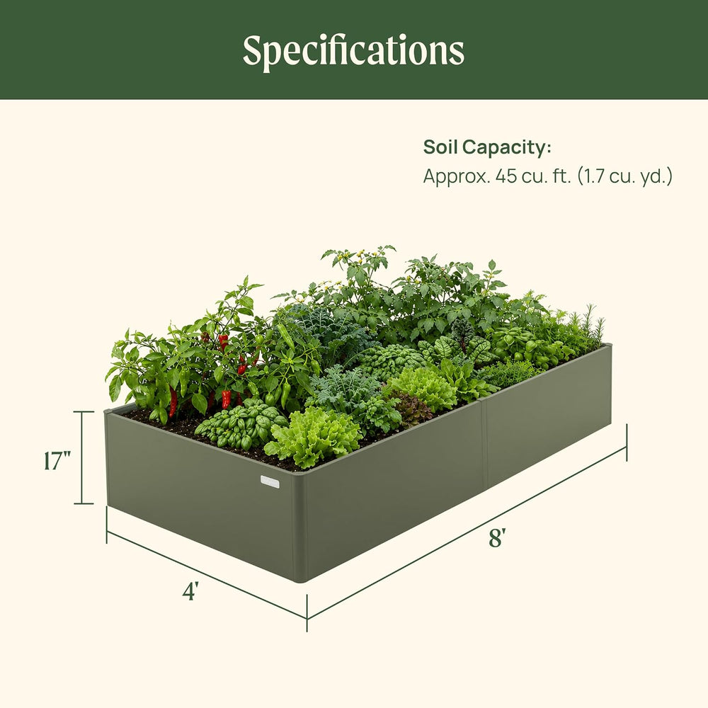 Vego garden Modern Raised Garden Bed, 17" Tall 4 x 8 ft Metal Raised Gar...