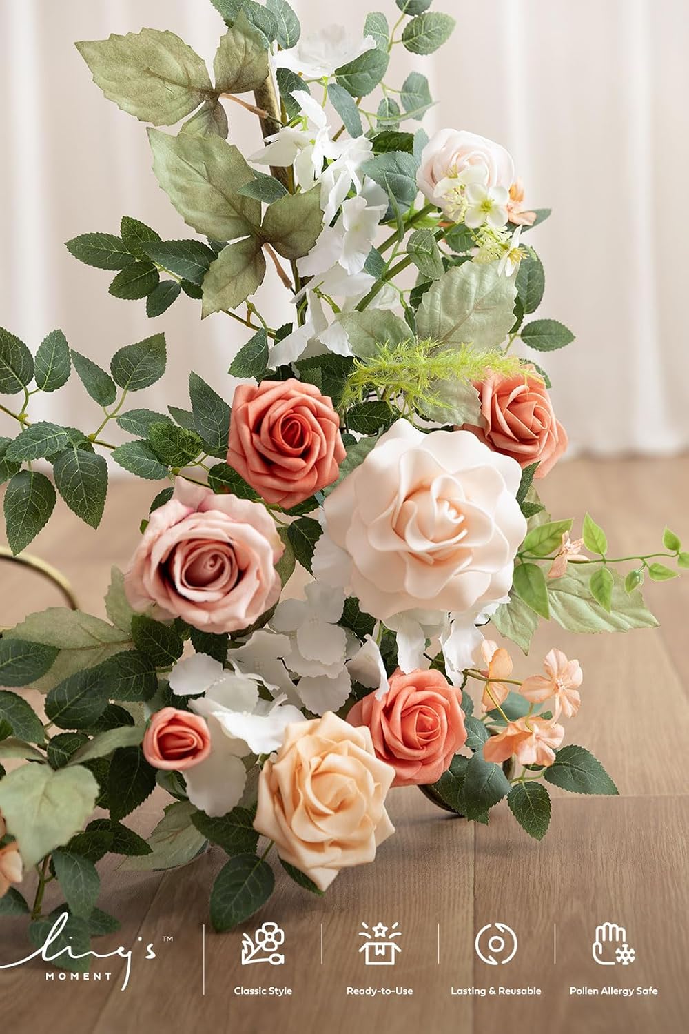 Ling's Moment Welcome Sign Flowers, Wedding Floral Swag, Blush Garden Pink