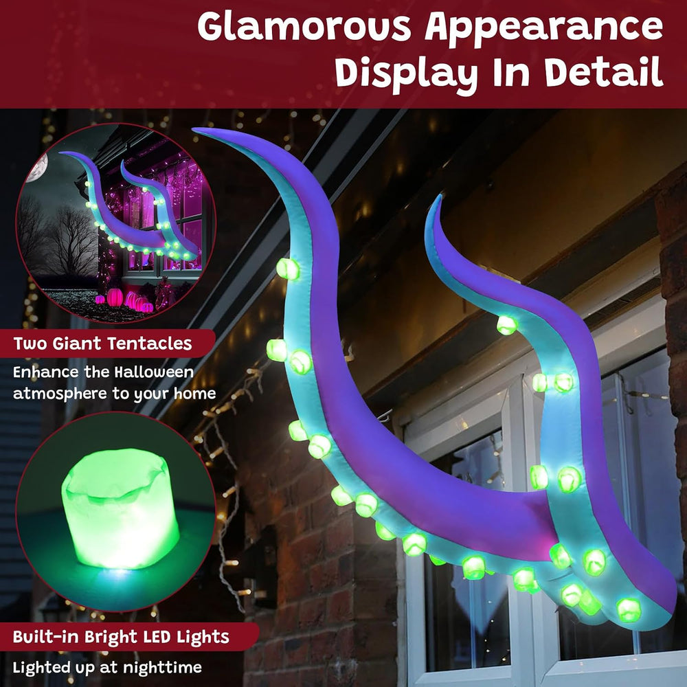 7 FT Halloween Inflatable Octopus Tentacles Outdoor Decorations, Blow up Purp...