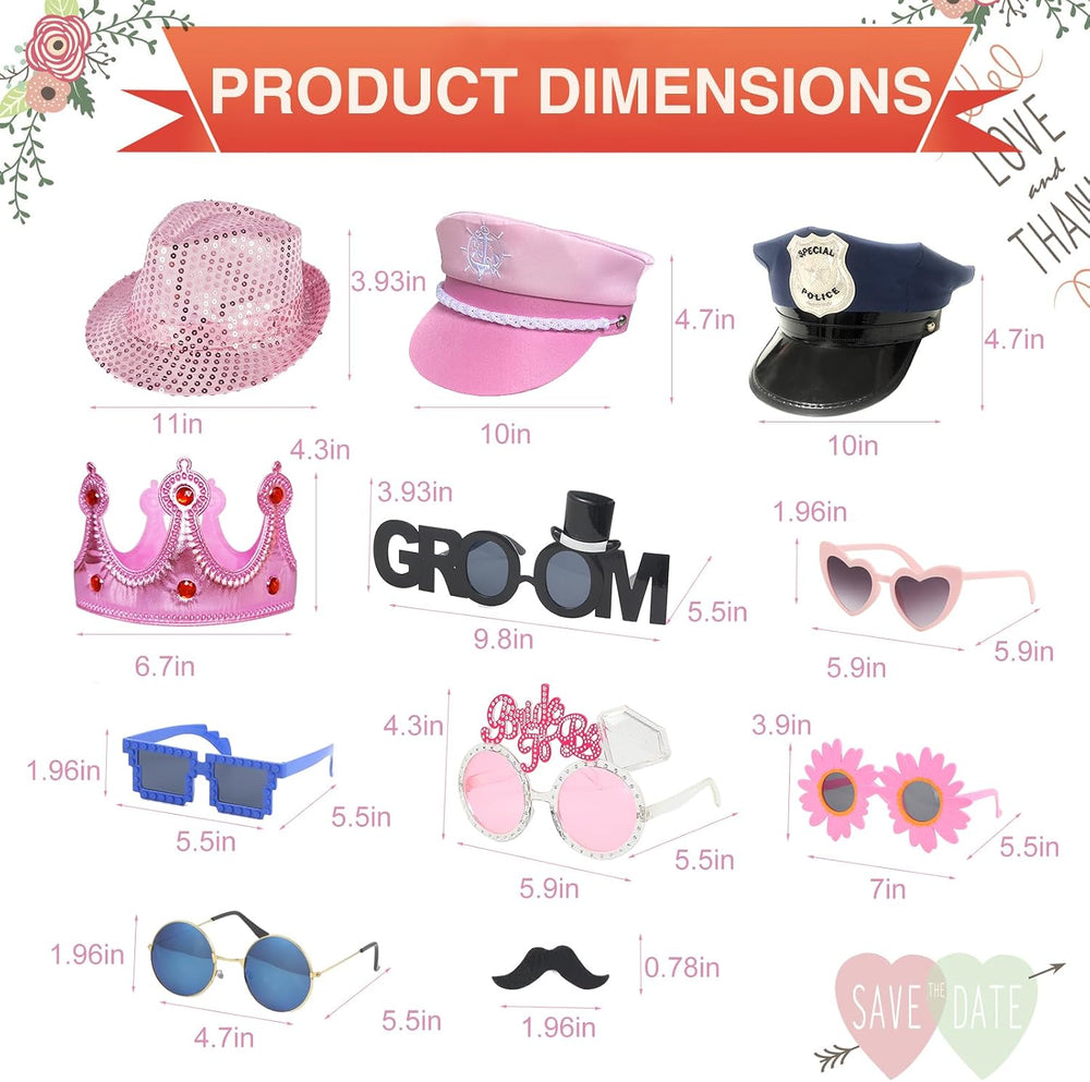 18 Pcs Fun Photo Booth Props Set for Adults, Novelty Funny Hats and Party Sun...