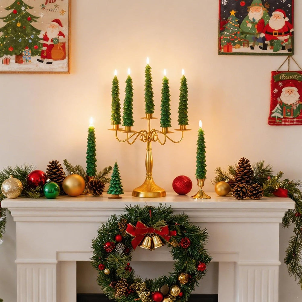 Christmas Tree Flameless Taper Candles, Christmas Holiday Indoor Decoration