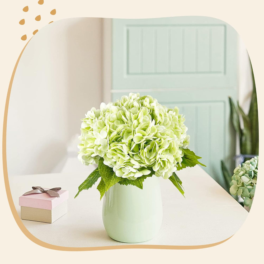 21In Light Green Artificial Hydrangea Flowers with Stems 5 Pcs