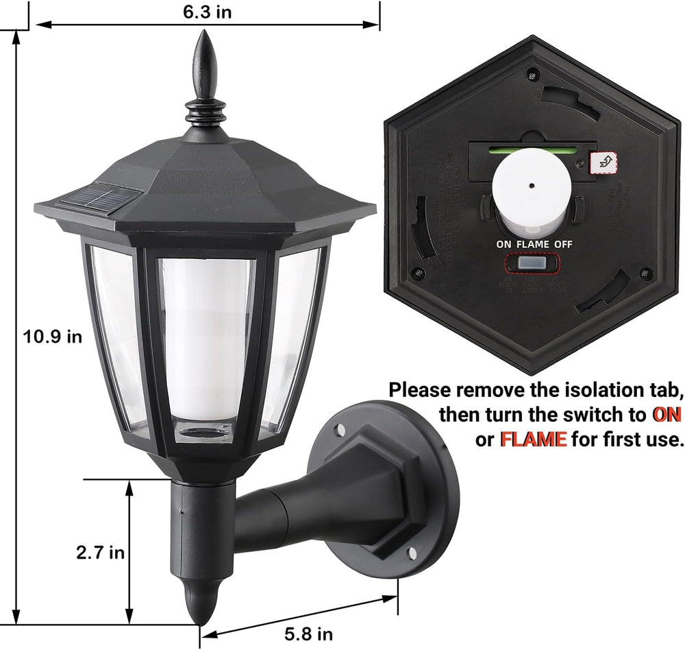 4 Pack Solar Flame Wall Lanterns Outdoor, Halloween Solar Powered Wall Mounte...
