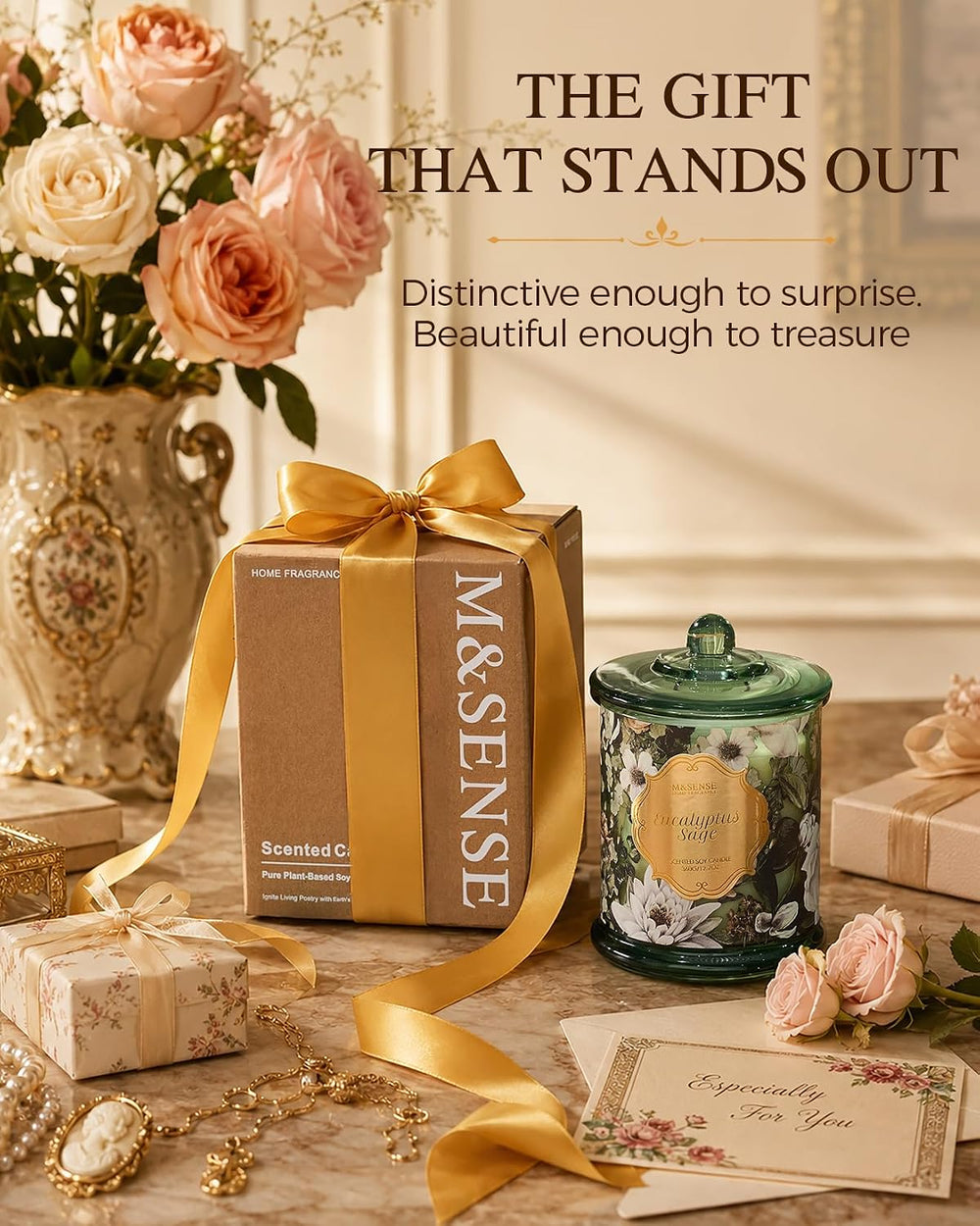 M&SENSE Pumpkin Spice Non Toxic Large Soy Candle, 12.7oz Harvest Scent