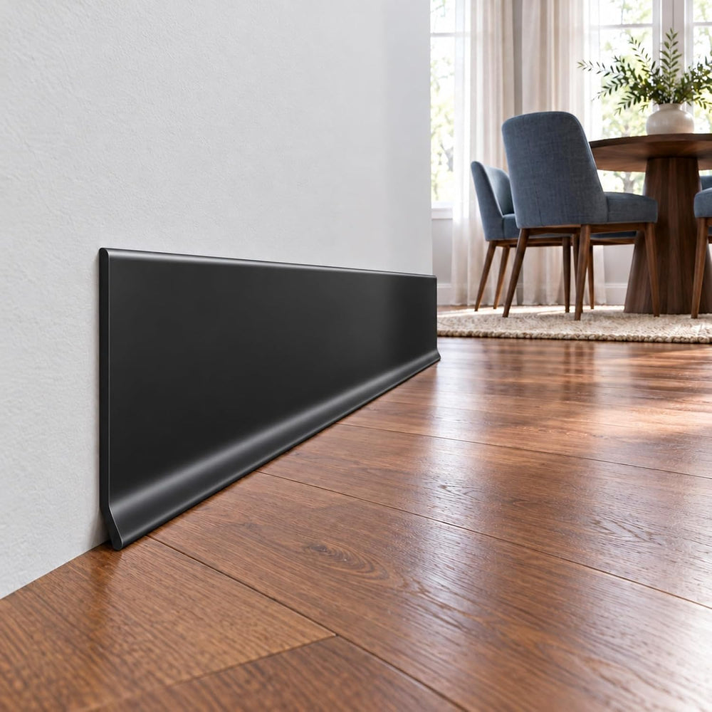 Vinyl Baseboard Molding 4 inch, Peel and Stick Cover Base molding, Black