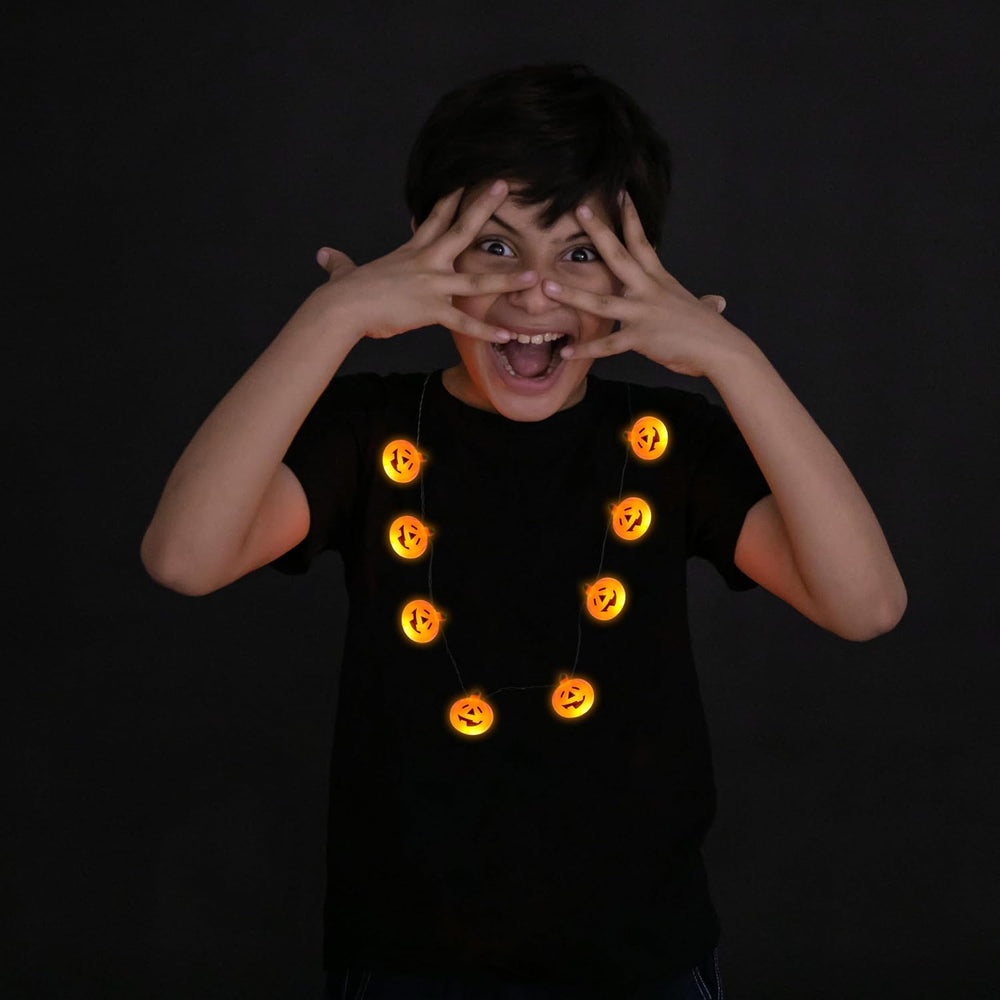 JOYIN 3 Pcs Halloween LED Necklace Pumpkin Shaped Jack o' Lantern Glowing...