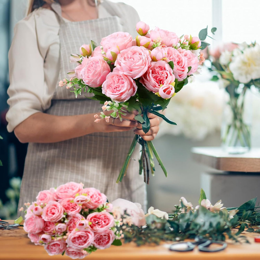 Geosar 8 Bundles Artificial Peonies Flowers,Pink