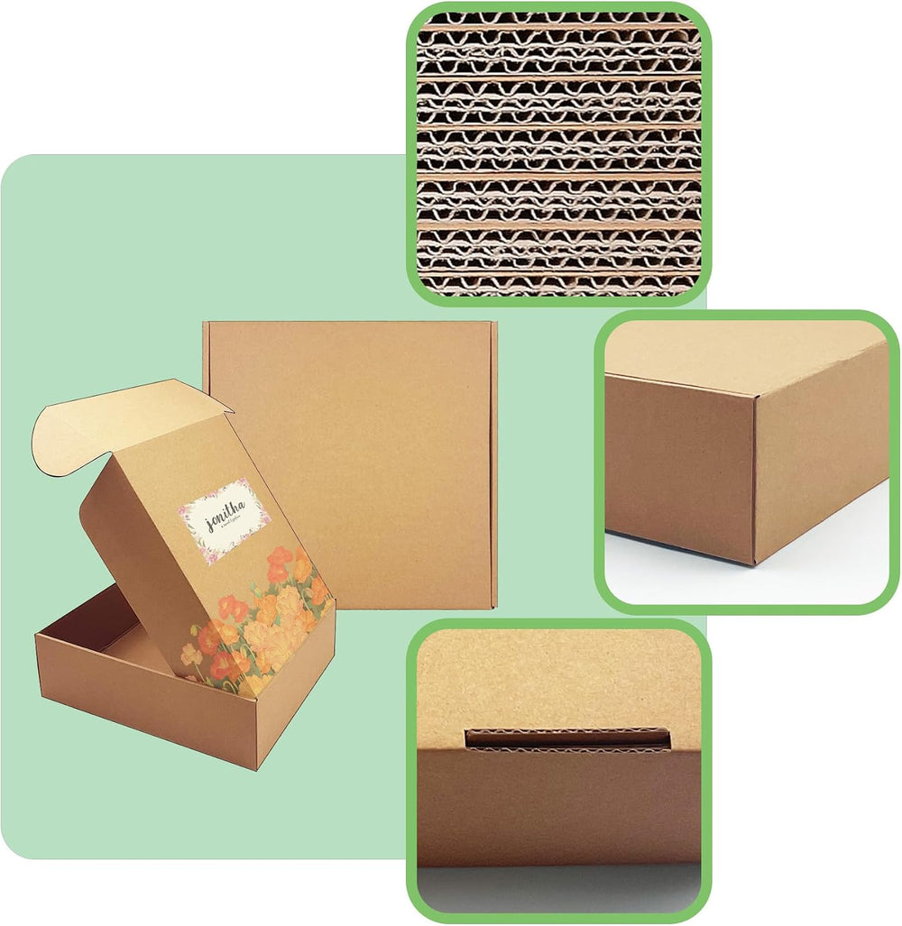 10x10x3 inch Shipping Boxes 20 Pack, Brown Corrugated Cardboard Mailer Box