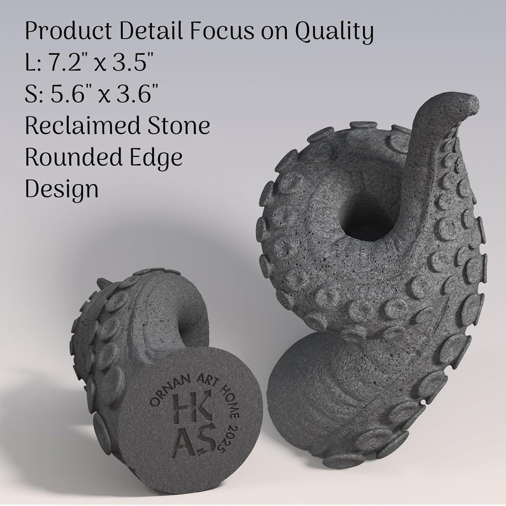 Octopus Candlestick Holders True Natural Reclaimed Stone, Set of 2 Premium Re...